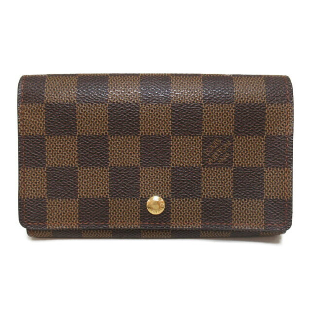 Louis Vuitton L Zipper Bifold Wallet Canvas Damier Leather Brown